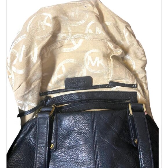 VINTAGE-MICHAEL KORS - Portland Pebble Leather Bag Satchel Handbag in Black/Gold - Picture 2 of 5